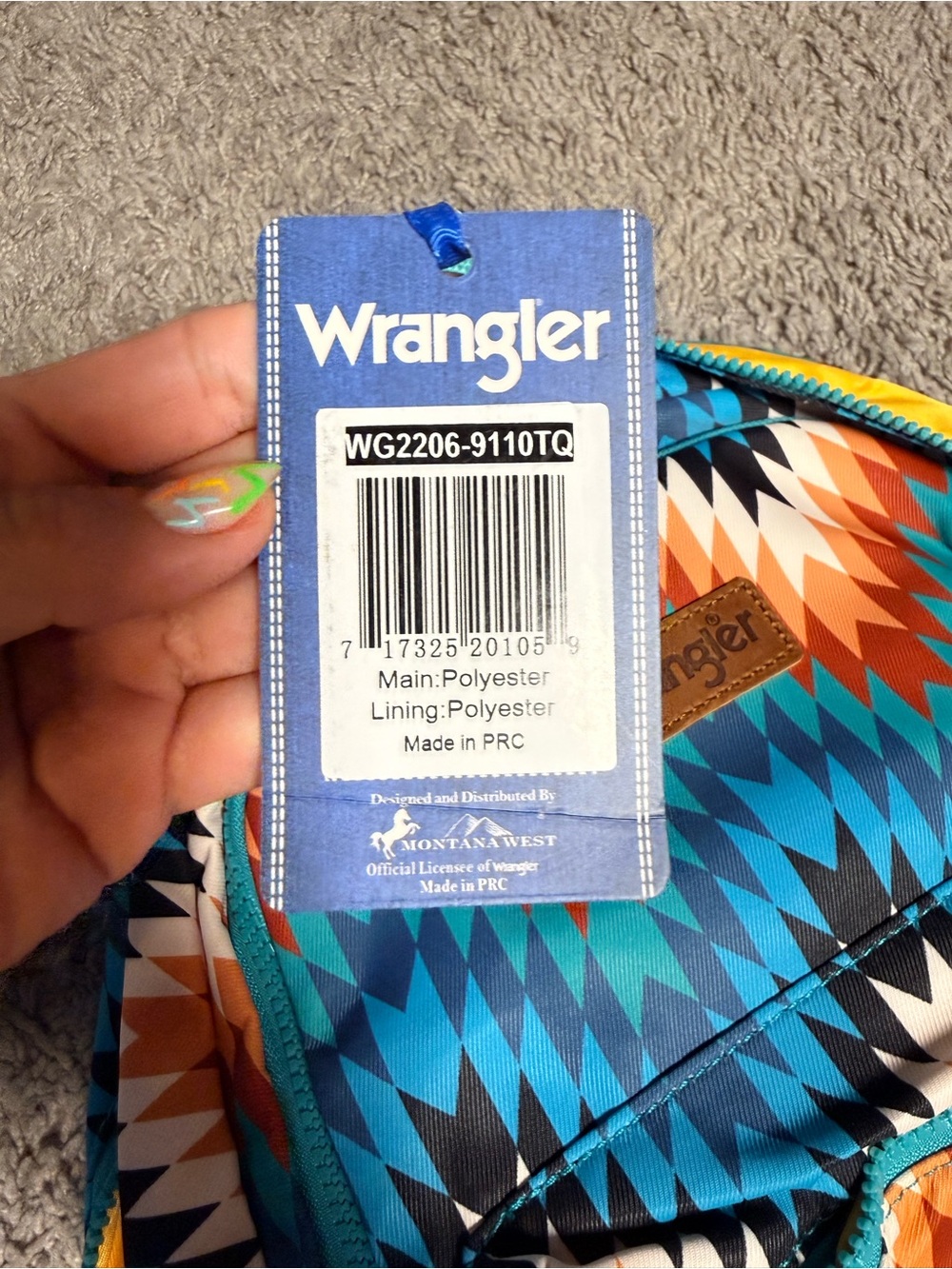 Wrangler Aztec Pattern Mini Backpack - Blue, Orange & Cream - Picture 2 of 4